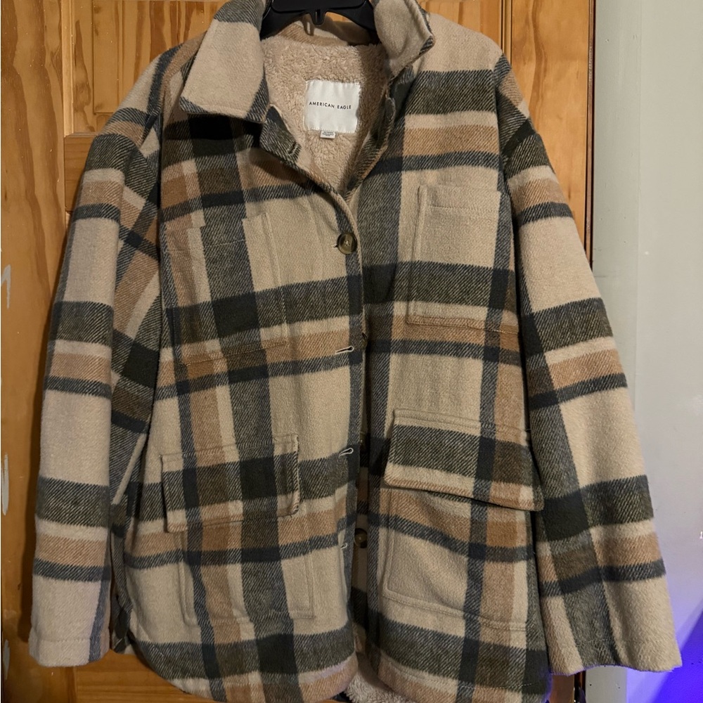 American Eagle Outfitters Cozy Beige Sherpa Jacket